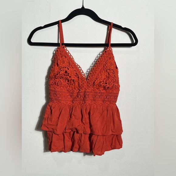 A.t.a.p Tops - A.T.A.P Crochet Rust Red Tank Top Medium NWT